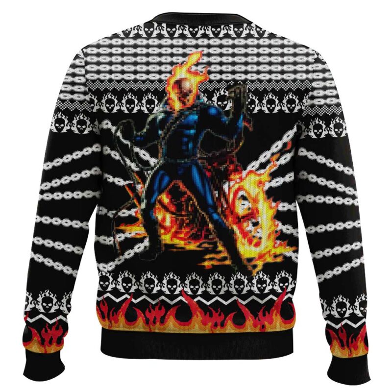 Hooktab Ghost Rider Ugly Christmas Sweater Hooktab Ghost Rider Ugly Christmas Sweater