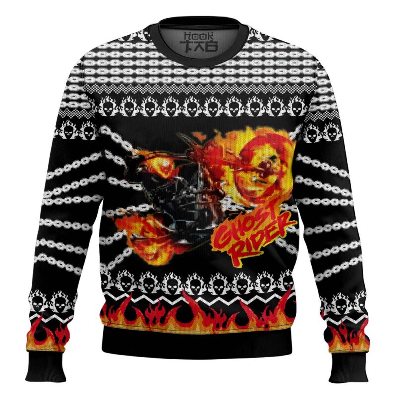 Hooktab Ghost Rider Ugly Christmas Sweater