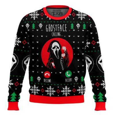 Hooktab Ghostface Calling Scream Ugly Christmas Sweater