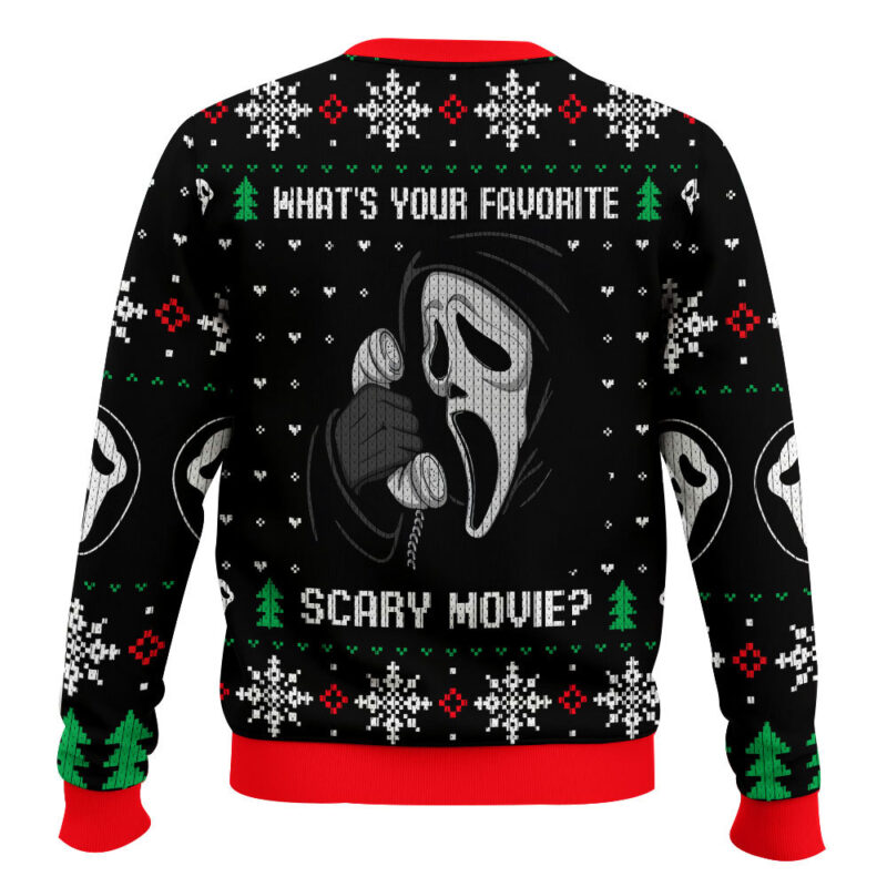 Hooktab Ghostface Calling Scream Ugly Christmas Sweater Hooktab Ghostface Calling Scream Ugly Christmas Sweater
