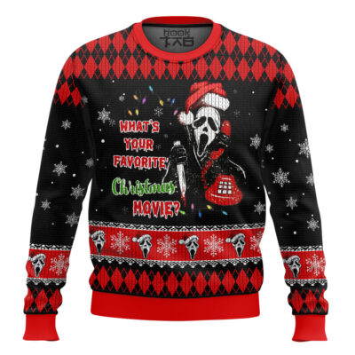 Hooktab Ghostface Favorite Christmas Movie Ugly Christmas Sweater