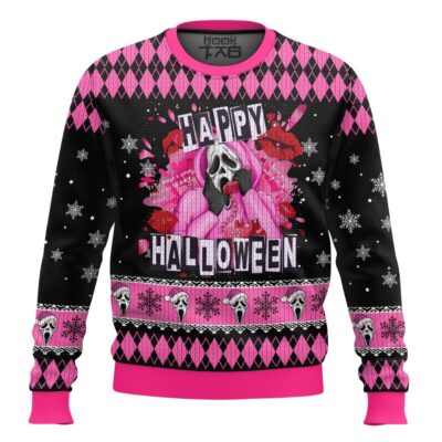 Hooktab Ghostface Happy Halloween Scream Ugly Christmas Sweater