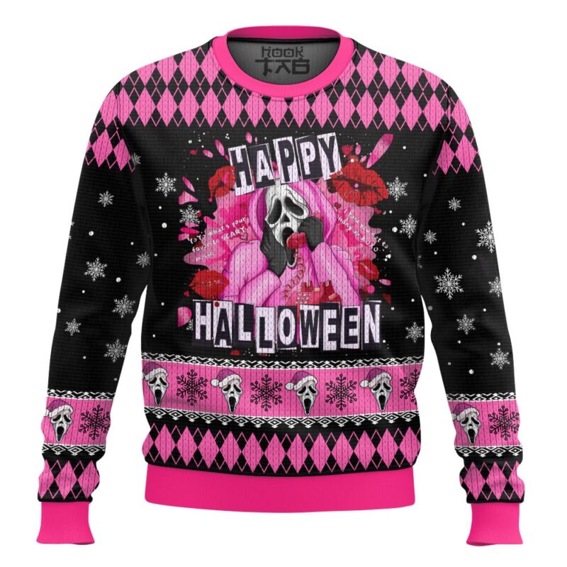 Hooktab Ghostface Happy Halloween Scream Ugly Christmas Sweater