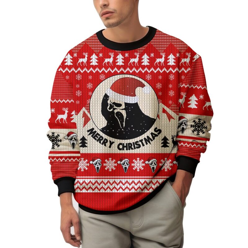 Hooktab Ghostface Merry Christmas Scream Ugly Christmas Sweater Hooktab Ghostface Merry Christmas Scream Ugly Christmas Sweater