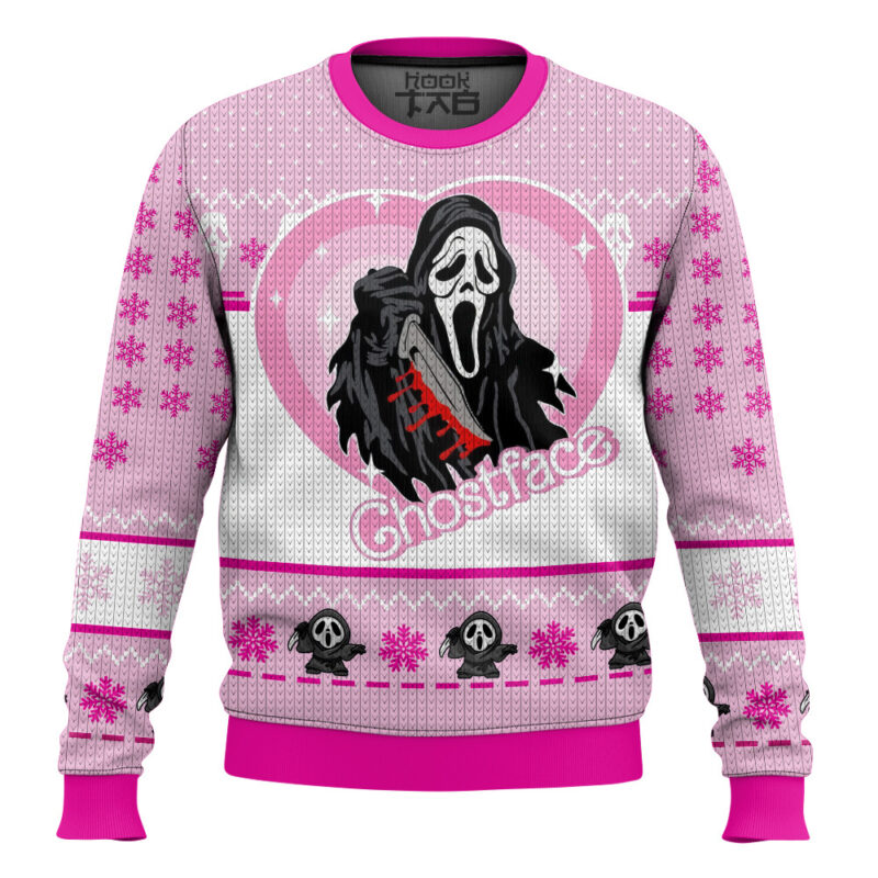 Hooktab Ghostface Pinky Scream Ugly Christmas Sweater