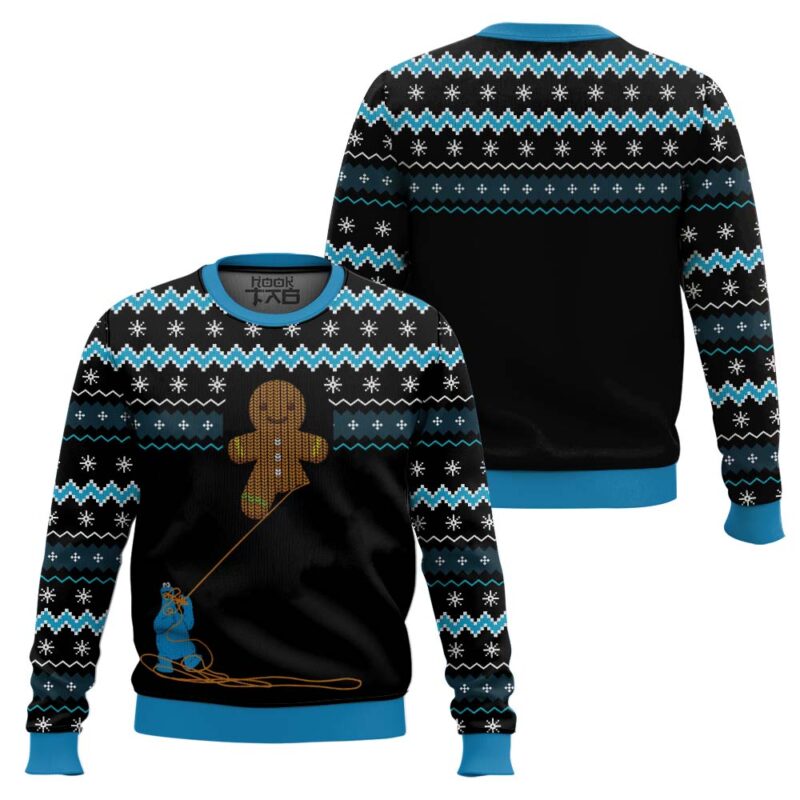 Hooktab Gingerbread Cookie Monster The Muppet Show Ugly Christmas Sweater Hooktab Gingerbread Cookie Monster The Muppet Show Ugly Christmas Sweater