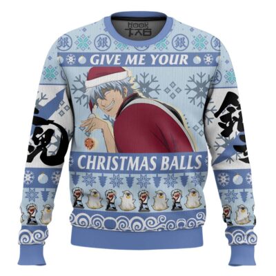 Hooktab Give Me Your Christmas Balls Gintama Ugly Christmas Sweater