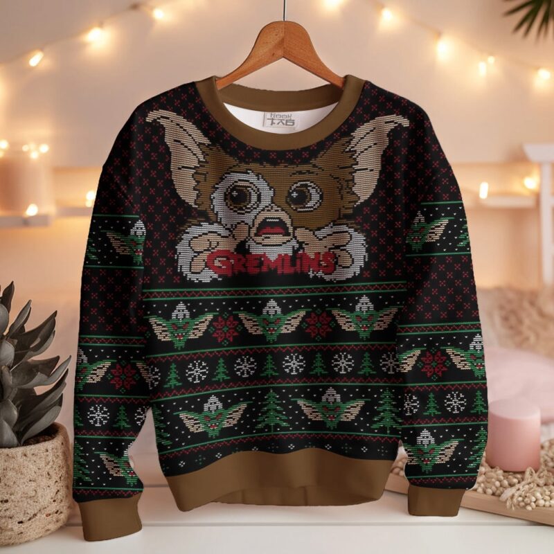 Hooktab Gizmo Gremlins Ugly Christmas Sweater Hooktab Gizmo Gremlins Ugly Christmas Sweater