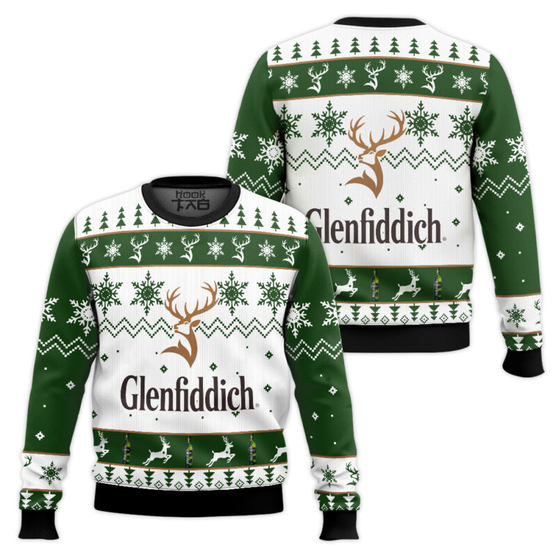 Hooktab Glenfiddich Whisky Wine Ugly Christmas Sweater Hooktab Glenfiddich Whisky Wine Ugly Christmas Sweater
