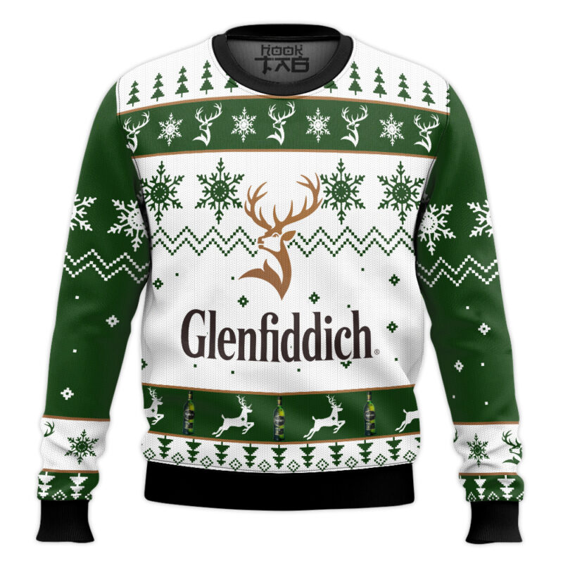 Hooktab Glenfiddich Whisky Wine Ugly Christmas Sweater Hooktab Glenfiddich Whisky Wine Ugly Christmas Sweater