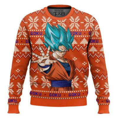 Hooktab Goku Blue Dragon Ball Z Ugly Christmas Sweater