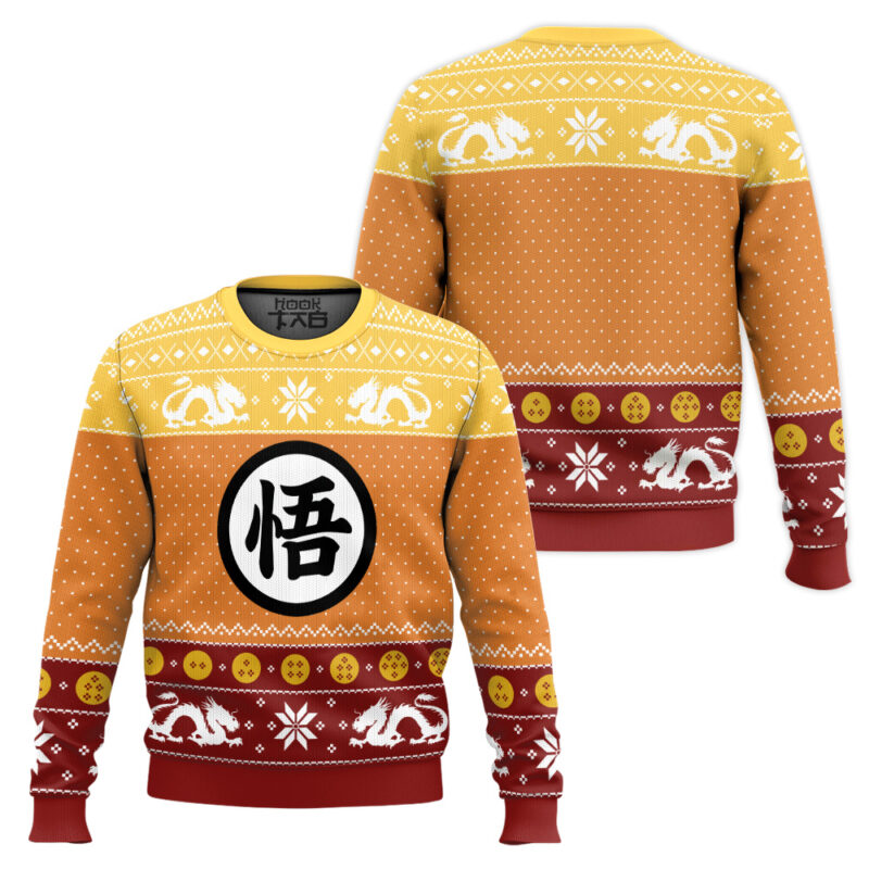 Hooktab Goku Kanji Dragon Ball Z Ugly Christmas Sweater Hooktab Goku Kanji Dragon Ball Z Ugly Christmas Sweater