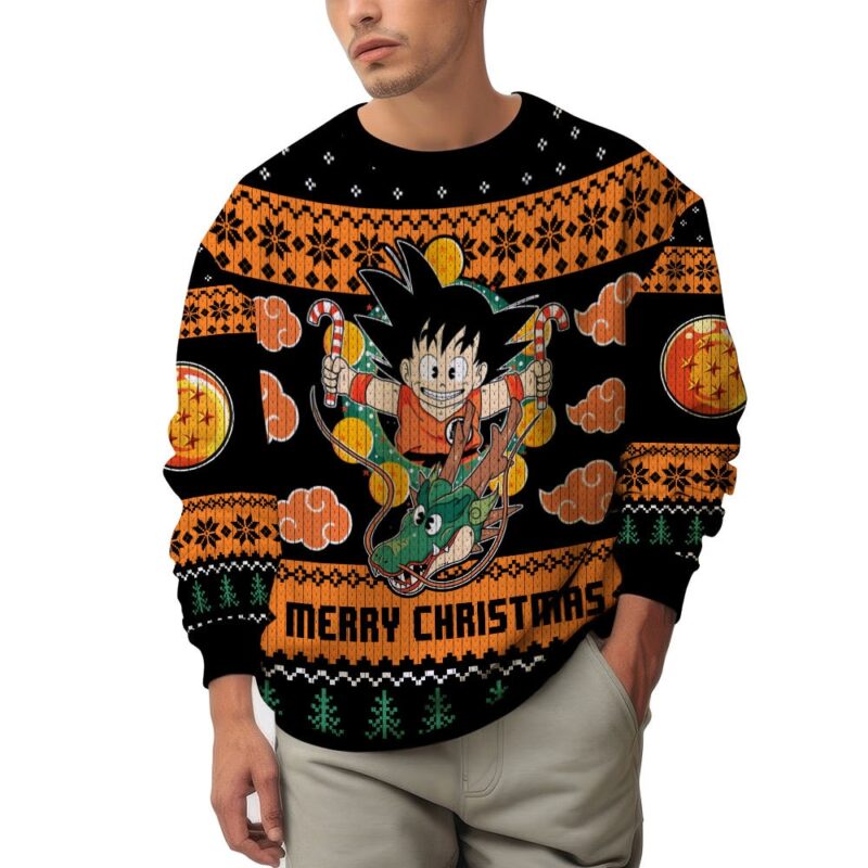 Hooktab Goku Merry Christmas Dragon Ball Ugly Christmas Sweater Hooktab Goku Merry Christmas Dragon Ball Ugly Christmas Sweater