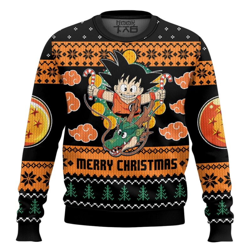 Hooktab Goku Merry Christmas Dragon Ball Ugly Christmas Sweater