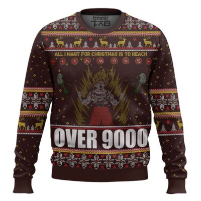 Hooktab Goku Over 9000 Dragon Ball Z Ugly Christmas Sweater