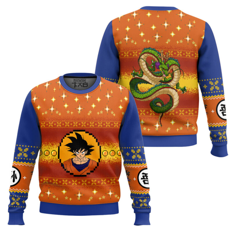 Hooktab Goku Saiyan Dragon Ball Z Ugly Christmas Sweater Hooktab Goku Saiyan Dragon Ball Z Ugly Christmas Sweater