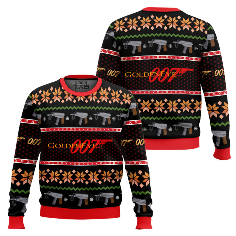 Hooktab Golden Eye 007 Mission Impossible Ugly Christmas Sweater Hooktab Golden Eye 007 Mission Impossible Ugly Christmas Sweater