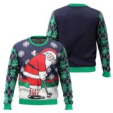 Hooktab Golf Santa Claus Ugly Christmas Sweater