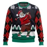 Hooktab Golf Swing Santa Claus Ugly Christmas Sweater