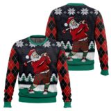 Hooktab Golf Swing Santa Claus Ugly Christmas Sweater