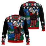 Hooktab Golfer Santa Claus Ugly Christmas Sweater