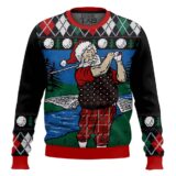 Hooktab Golfer Santa Claus Ugly Christmas Sweater