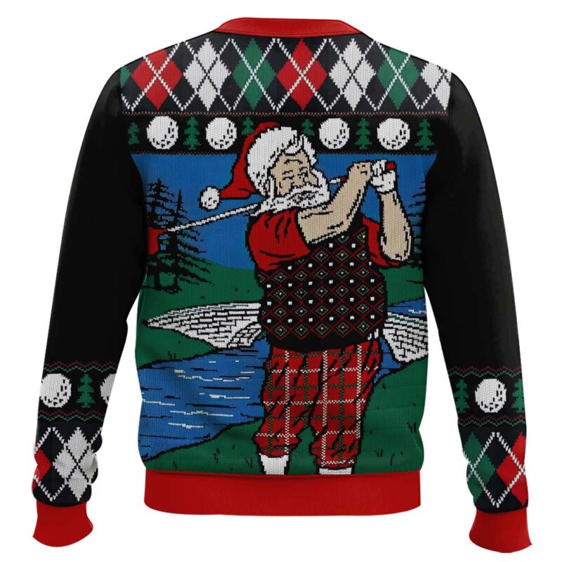 Hooktab Golfer Santa Claus Ugly Christmas Sweater Hooktab Golfer Santa Claus Ugly Christmas Sweater