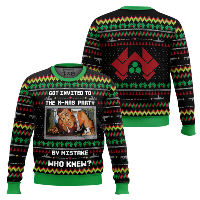 Hooktab Got Invited To A Christmas Party Die Hard Ugly Christmas Sweater Hooktab Got Invited To A Christmas Party Die Hard Ugly Christmas Sweater