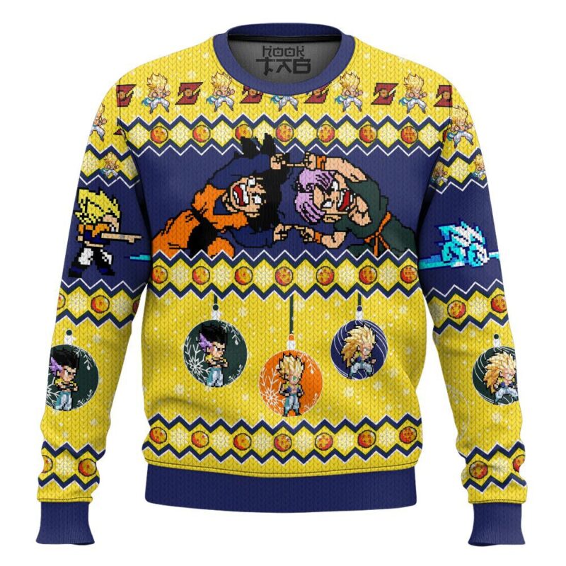 Hooktab Goten And Trunks Fusion Dance Dragon Ball Ugly Christmas Sweater