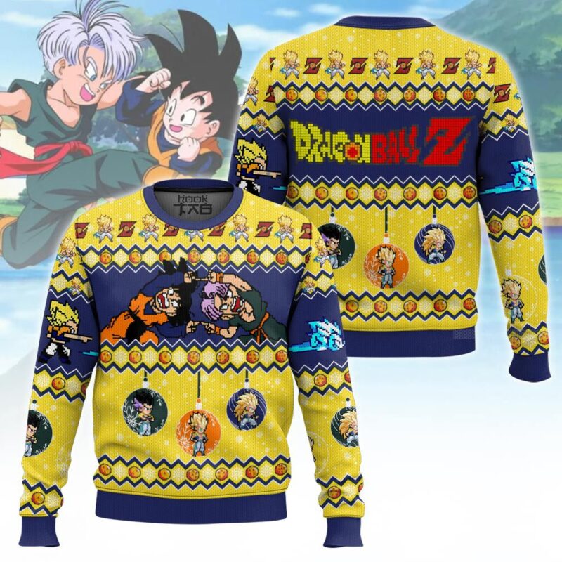 Hooktab Goten And Trunks Fusion Dance Dragon Ball Ugly Christmas Sweater Hooktab Goten And Trunks Fusion Dance Dragon Ball Ugly Christmas Sweater