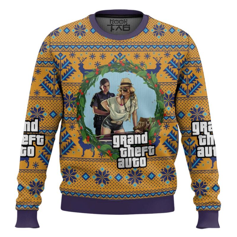 Hooktab Grand Theft Auto GTA Ugly Christmas Sweater
