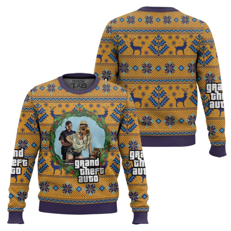 Hooktab Grand Theft Auto GTA Ugly Christmas Sweater Hooktab Grand Theft Auto GTA Ugly Christmas Sweater