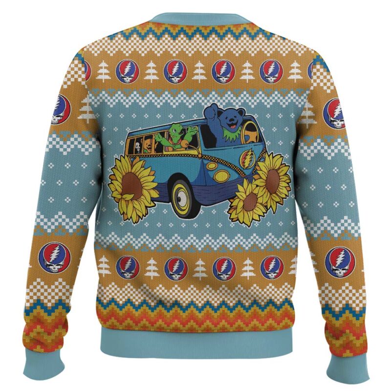 Hooktab Grateful Dead Sunflower Ugly Christmas Sweater Hooktab Grateful Dead Sunflower Ugly Christmas Sweater