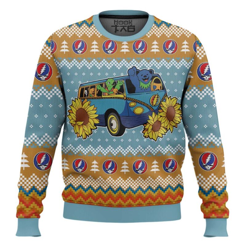 Hooktab Grateful Dead Sunflower Ugly Christmas Sweater