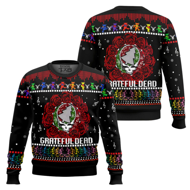 Hooktab Grateful Dead Ugly Christmas Sweater Hooktab Grateful Dead Ugly Christmas Sweater