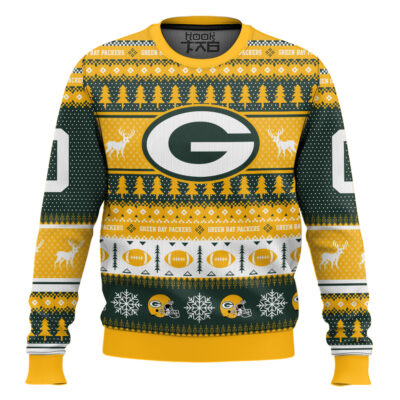 Hooktab Green Bay Packers - Custom Name And Number Ugly Sweater