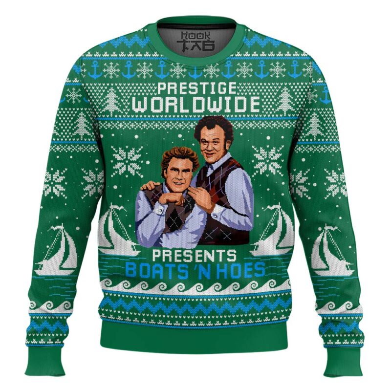 Hooktab Green Boats 'N Hoes Step Brothers Ugly Christmas Sweater