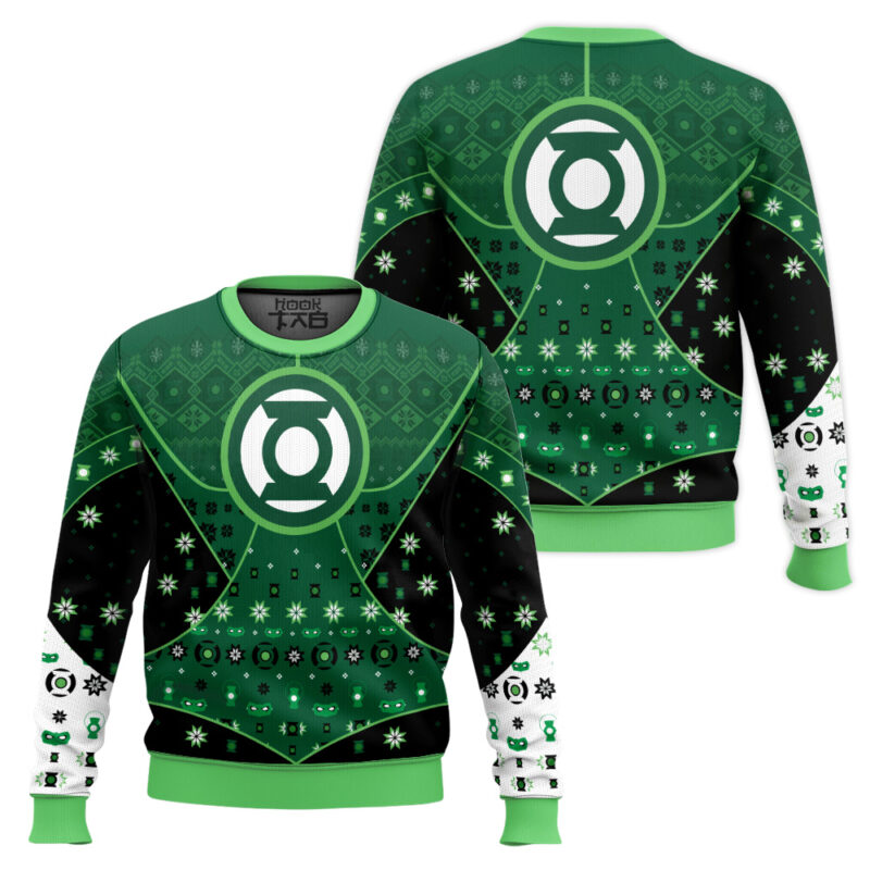 Hooktab Green Lantern DC Ugly Christmas Sweater Hooktab Green Lantern DC Ugly Christmas Sweater