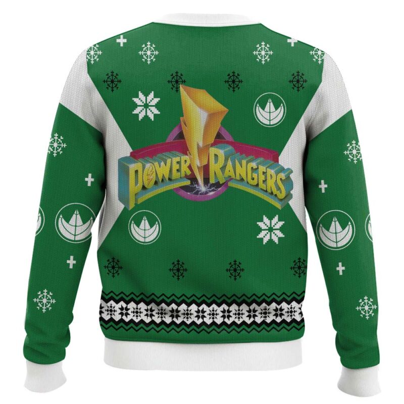Hooktab Green Power Rangers Ugly Christmas Sweater Hooktab Green Power Rangers Ugly Christmas Sweater