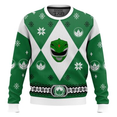 Hooktab Green Power Rangers Ugly Christmas Sweater
