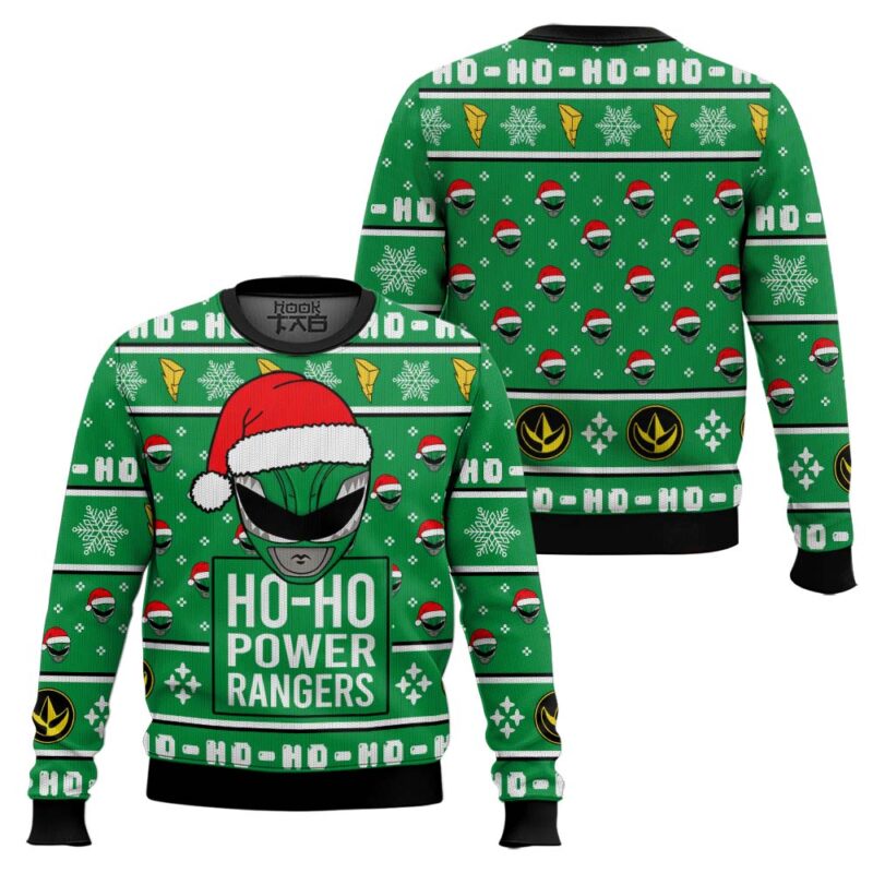 Hooktab Green Ranger Ho-ho Power Rangers Ugly Christmas Sweater Hooktab Green Ranger Ho-ho Power Rangers Ugly Christmas Sweater