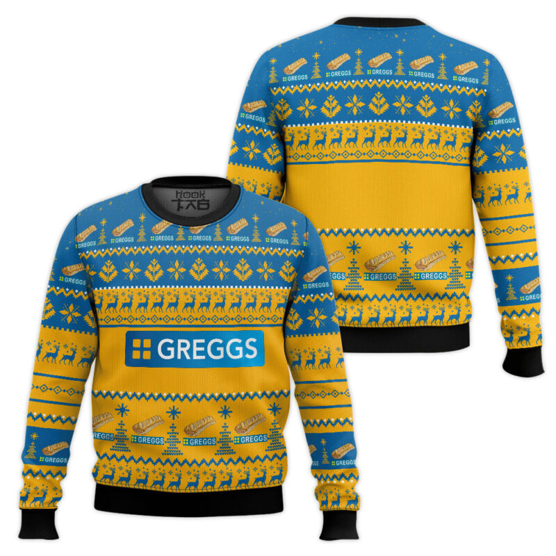 Hooktab Greggs Bakery Ugly Christmas Sweater Hooktab Greggs Bakery Ugly Christmas Sweater