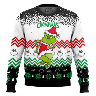 Hooktab Grinch Cat Chonkmas Ugly Christmas Sweater