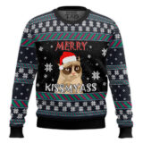 Hooktab Grumpy Cat Kissmyass Ugly Christmas Sweater