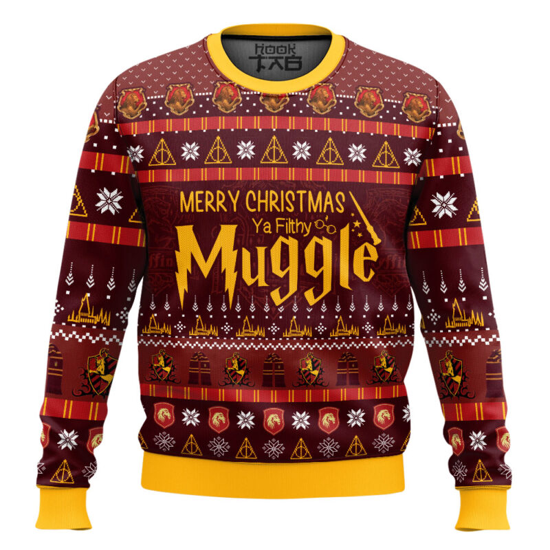 Hooktab Gryffindor Merry Christmas Ya Filthy Muggle Sweater