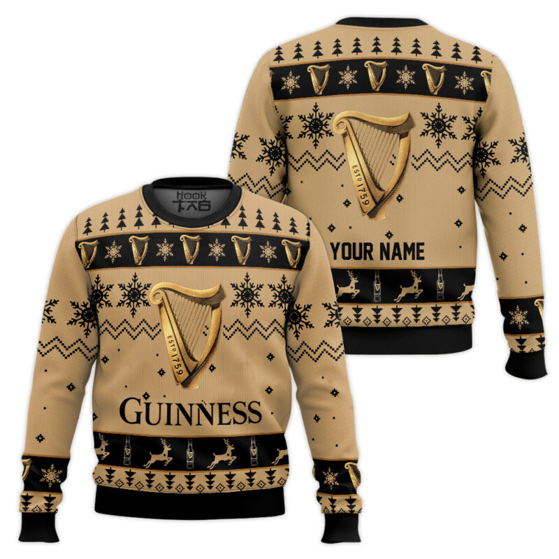 Hooktab Guinness Beer - Custom Name Ugly Christmas Sweater Hooktab Guinness Beer - Custom Name Ugly Christmas Sweater