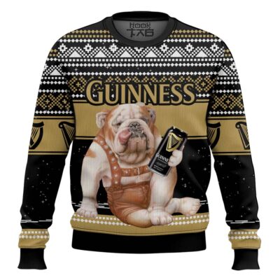 Hooktab Guinness Beer Bulldog Ugly Christmas Sweater