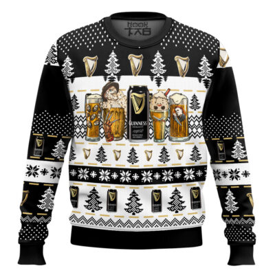 Hooktab Guinness Beer Horror Drink - Custom Name Ugly Christmas Sweater