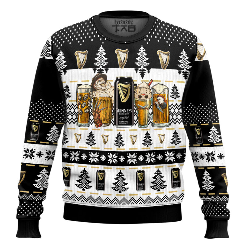 Hooktab Guinness Beer Horror Drink - Custom Name Ugly Christmas Sweater