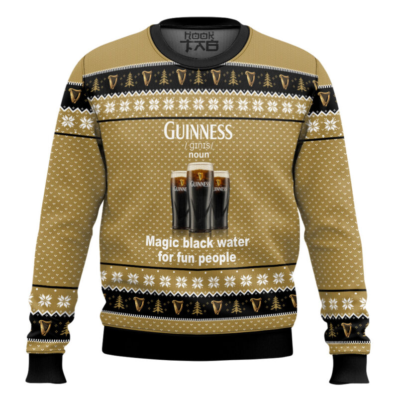 Hooktab Guinness Beer Magic Black Water Ugly Christmas Sweater